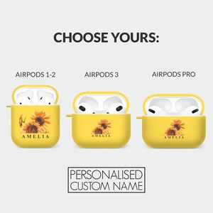 Tirita Personalised AirPod Case Cover Soft Shell For Airpods 1 2 3 & Pro 1 Space Planets Alien Animal Print Leopard Floral Roses Gold 02 Sunflowers Floral