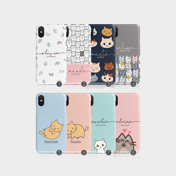 Tirita Personalised Case Custom Cover Cats Kitten Kawaii Manga Animal Cartoon Pink for iPhone 15 14 13 12 11 7 10 SE Samsung Galaxy S20 S10