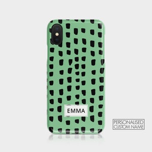 Personalised Initials Custom Hard Phone Case Stripes Polka Dots Abstract Lines Name iPhone 12 11 5 5s SE 6 7&8 X Xs Xr 11 Samsung Motorola 04