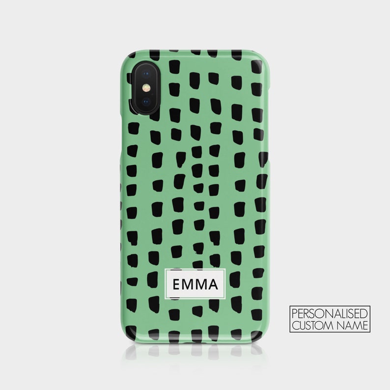 Personalised Initials Custom Hard Phone Case Stripes Polka Dots Abstract Lines Name iPhone 12 11 5 5s SE 6 7&8 X Xs Xr 11 Samsung Motorola 04