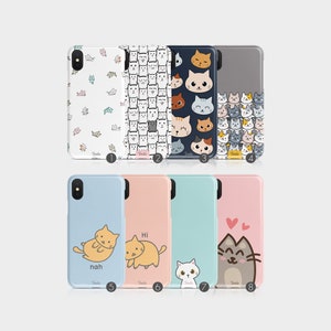 Funda para teléfono Tirita con diseño de gatos, gatitos, kawaii, manga, animales, dibujos animados, rosa, iPhone 12, 11, 6, 7, 8, 10, SE 2020, Samsung Galaxy S20, S10, S9, Huawei