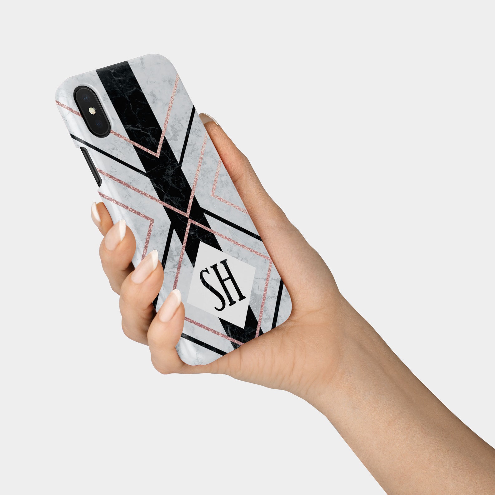 Personalised Initials Custom Hard Phone Case White and Black Etsy