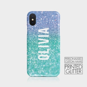 Personalised Initials Custom Hard Phone Case Luxory Printed Glitter Ombre Sparkly Name for iPhone 15 14 13 12 5 5s SE 6 7 8 Plus Samsung S20 04