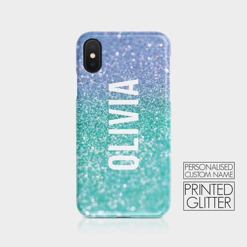 Personalised Initials Custom Hard Phone Case Luxory Printed Glitter Ombre Sparkly Name for iPhone 15 14 13 12 5 5s SE 6 7 8 Plus Samsung S20 04