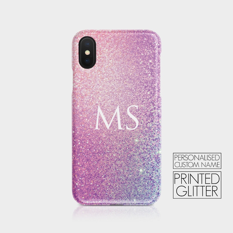 Personalised Initials Custom Hard Phone Case Luxory Printed Glitter Ombre Sparkly Name for iPhone 15 14 13 12 5 5s SE 6 7 8 Plus Samsung S20 05