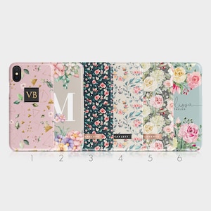 Personalised Initials Custom Hard Phone Case Spring Floral Small Flowers Roses for iPhone 15 14 13 12 11 Xs 5s 8 SE Samsung Galaxy S20 S10