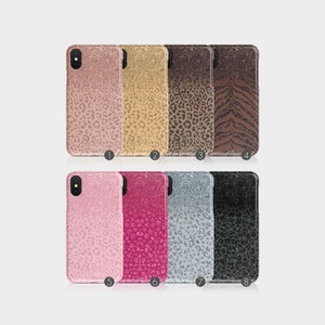 Tirita Hard Phone Case Animal Ombre Print Leopard Tiger Sequin Skin iPhone 12 11 5 5s SE 6 6s 7&8 Plus X Xs Max Xr Samsung Motorola Huawei