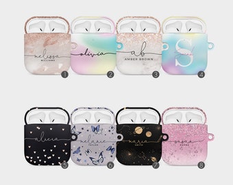 Tirita Personalised AirPod Case Cover for AirPods 4 3 2 1 and AirPods Pro 1 Aesthetic For Girls Airpod Case with Clip Keychain Butterfly