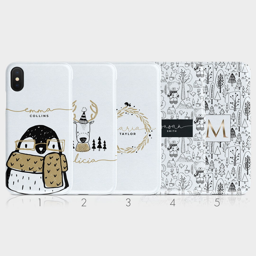 Personalised Initials Custom Hard Phone Case White Christmas Winter personalised-initials-custom-hard-phone-case-white-christmas-winter