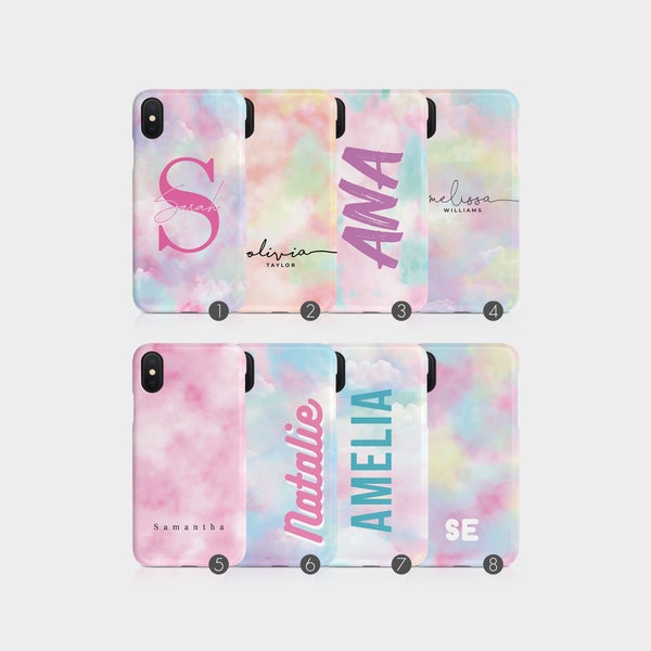 Tirita Personalised Case Cover Clouds Colourful Sky Rainbow Cute Pink Name for iPhone 14 13 12 11 Xs 5s 8 SE 6s Samsung Galaxy S20 S10