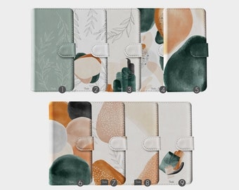 Tirita Wallet Flip Phone Case Minimalistic Aesthetic Earthy Tones Watercolour Nature for iPhone 15 14 13 12 5 SE 6 8  XR Samsung S20 S10