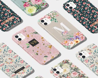 Personalised Initials Custom Phone Case Spring Floral Small Flowers Roses for iPhone 17 16 15 14 13 12 Pro Max & Samsung S25 S24 S23 S20