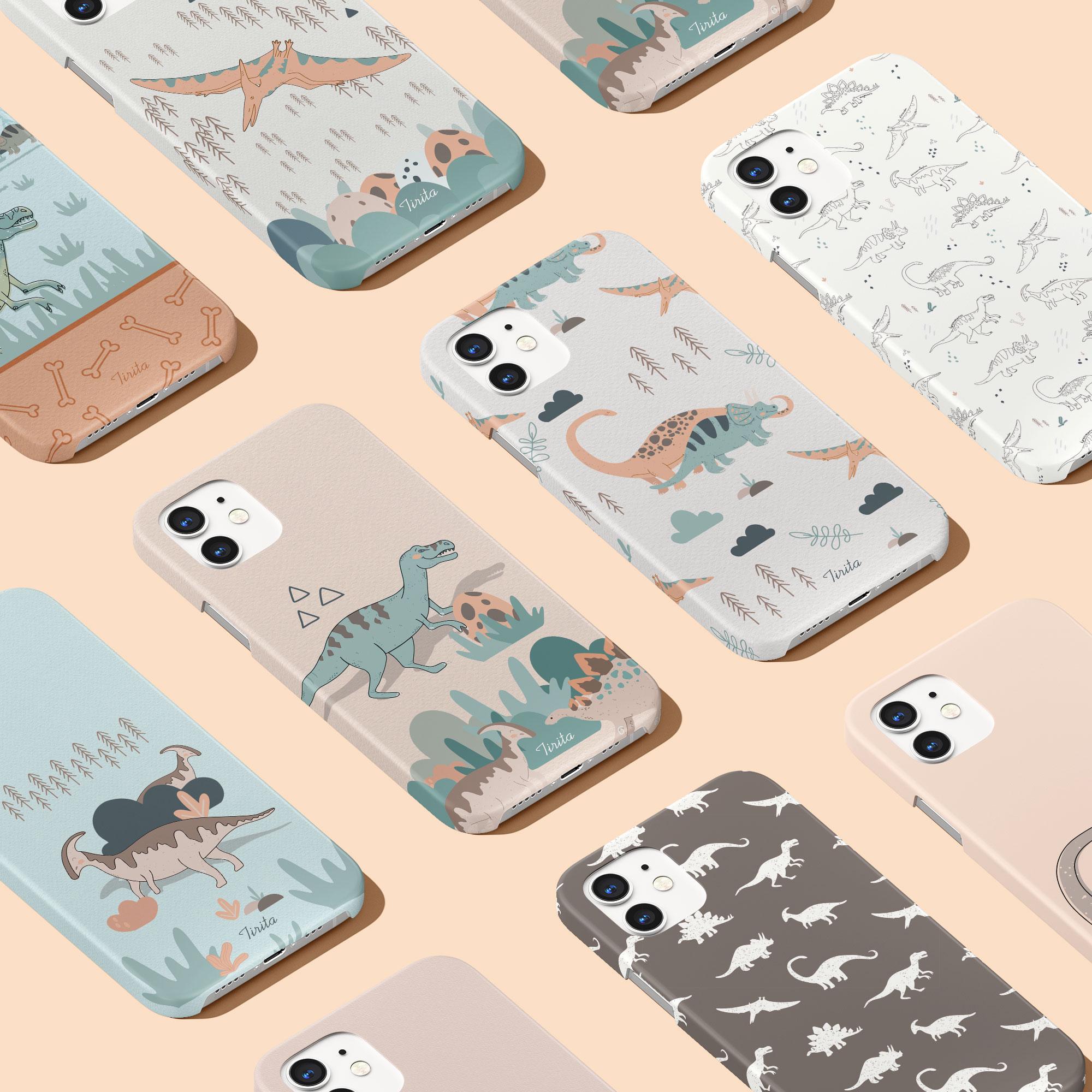 Phone Case for iPhone 16 16e 15 14 13 12 11  Pro Max & Samsung S24 S23 S22 | Hard Cell Phone Cover Awesome Dinosaur T Rex Jurassic Reptile