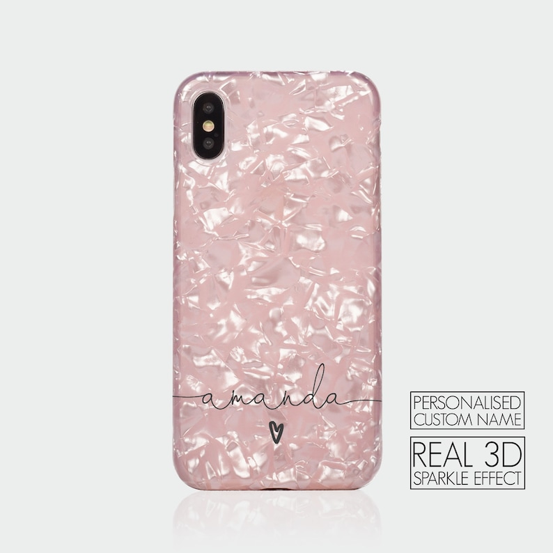 NO REAL GLITTER Pink Collection Vanilla Rose Gold Ombre Tirita Personalised Initials Custom Clear Soft Gel Phone Case Compatible with iPhone 6 /& 6s PRINTED GLITTER
