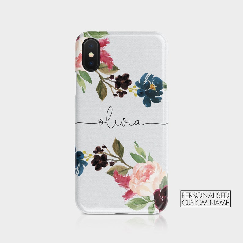 Personalised Initials Custom Hard Phone Case Floral English Roses Vintage Flowers Gold Name for iPhone 15 14 13 12 5 SE 6 7 8 Samsung S20 05