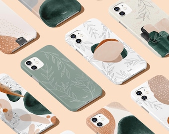 Phone Case for iPhone 17 16 15 14 13 12 Pro Max & Samsung S25 S24 S23  | Hard Cell Phone Case Minimalist Earthy Tones Organic Shapes Nature