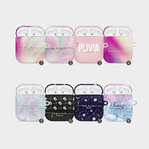 Tirita Gepersonaliseerde AirPod Case Cover voor AirPods 3 2 1 en AirPods Pro 1 Esthetic For Girls Case met Clip Sleutelhanger Space Bee Marble