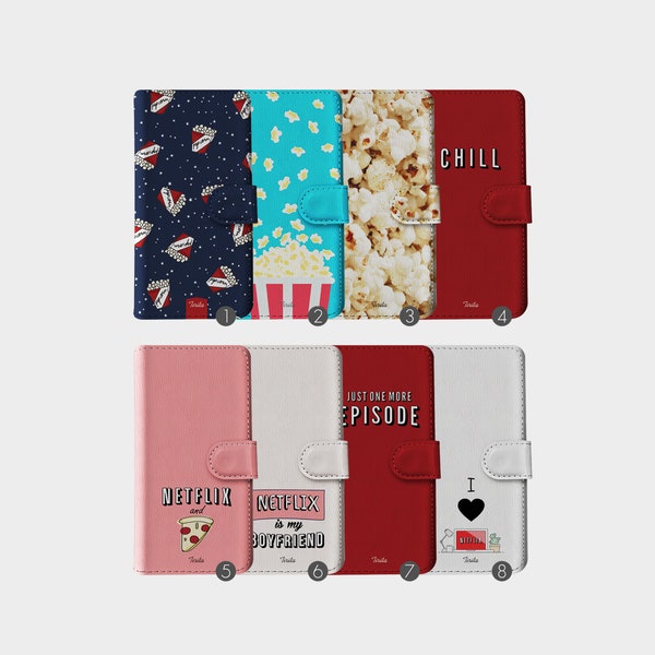 Tirita Wallet Flip Phone Case Netflix Shows Chill Popcorn Cinema Pizza for iPhone 15 14 13 12 11 5 5s SE 6 6s 7 8 Plus X Xr Xs Max Samsung