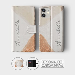 Tirita Personalised Wallet Flip Case Custom Aesthetic Earthy Tones Nature Minimalistic for iPhone 15 14 13 12 11 8 Xs SE 2022 Samsung Galaxy 08