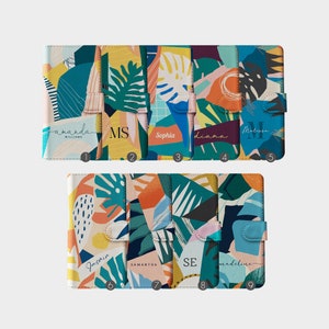 Tirita Personalisierte Brieftasche Flip Case Benutzerdefinierte Sommer Tropisch Botanische Künstlerische Moder Kunst für iPhone 15 14 13 12 11 8 XR SE Samsung Galaxy