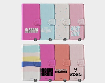Tirita Portemonnee Leren Flip Telefoonhoesje Quotes Stars Angel Blessed Baby Girl XOXO voor iPhone 15 14 13 12 11 SE 6 7 8 Plus X Xr Xs Max Samsung