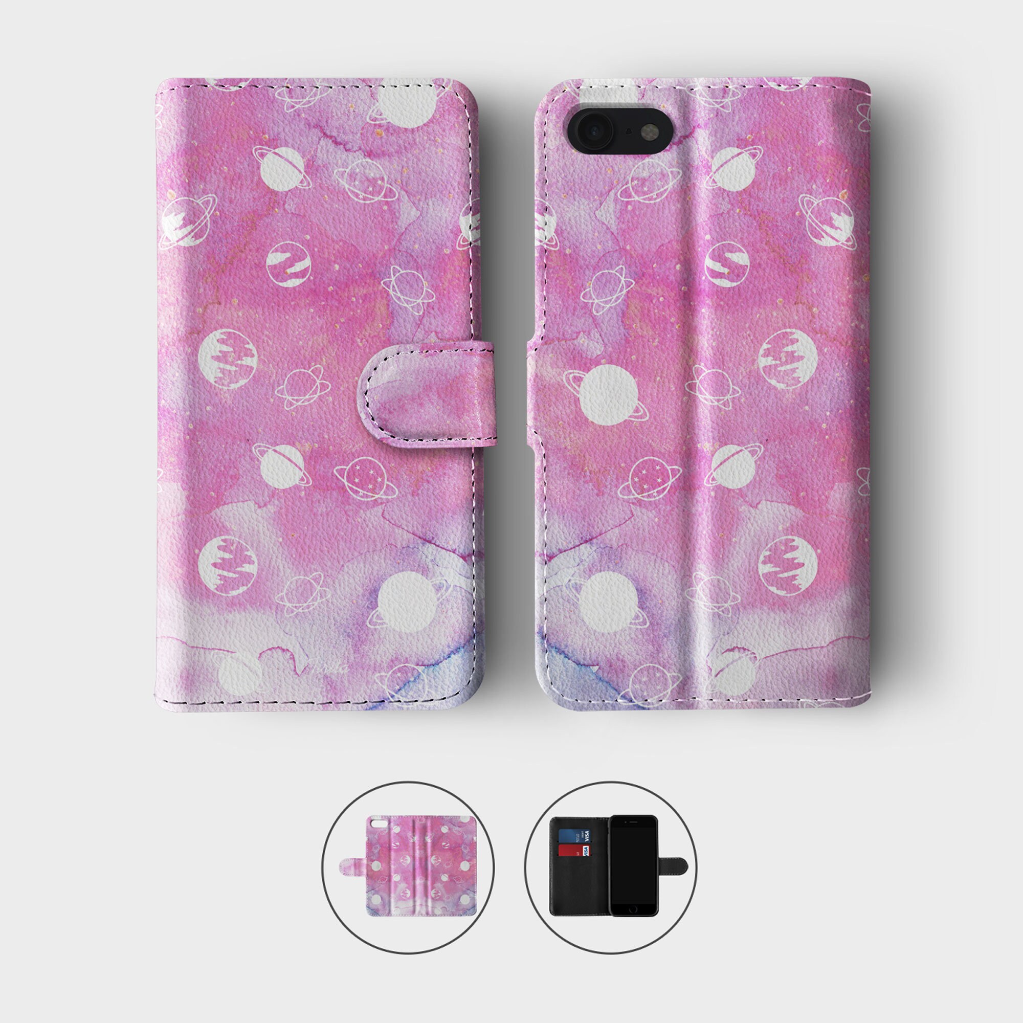 Tirita Wallet Leather Flip Phone Case Celestial Moon Stars