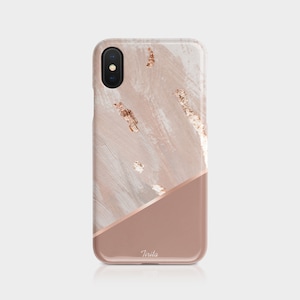 Tirita Phone Case Cover Marble Gold Foil Ombre Rose Gold Beige Gradient Luxury for iPhone 15 14 13 12 11 6 7 8 10 SE Samsung Galaxy S20 S10 07- Rose Gold Line