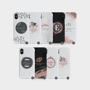 Tirita Personalised Phone Case Custom Cover Watercolour Bird Wreath Leaves Charcoal for iPhone 16 15 14 13 12 11 XS 8 SE & Samsung S24 S23