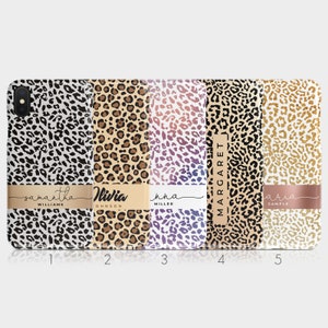Personalised Initials Custom Hard Phone Case Animal Print Leopard Skin Rose Gold for iPhone 14 13 12 11 Xs 5s 8 SE 6s Samsung Galaxy S20 S10
