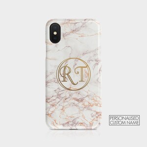 Personalised Initials Custom Hard Phone Case Marble Granite Monogram Glitter Gold Name iPhone 12 5 5s SE 6 6s 7&8 X Xs 11 Samsung Motorola image 5