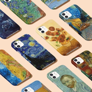 Coque Van Gogh pour iPhone 16 15 14 13 SE Pro Max et Samsung S24 S23 S22 | Housse de protection rigide pour téléphone portable nuit étoilée, tournesols, peinture