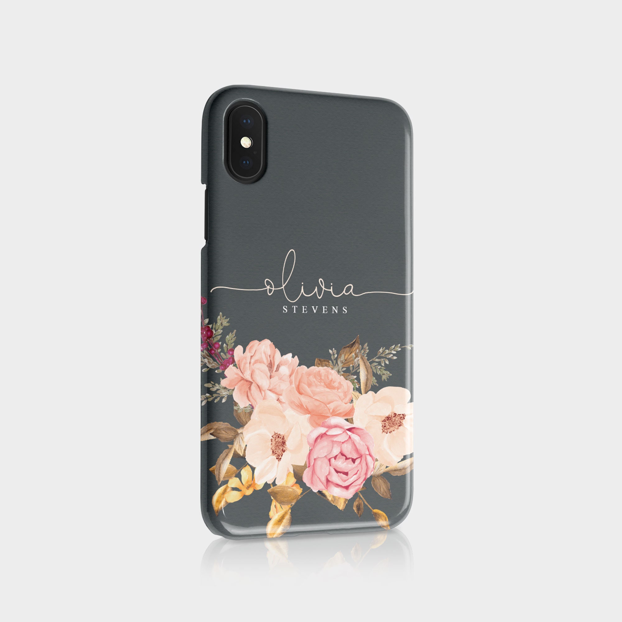 Personalised Custom Hard Phone Case Floral English Roses Etsy