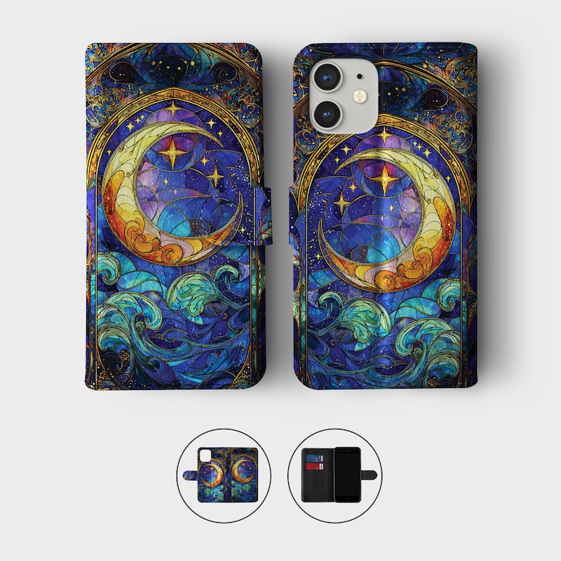 Plånboksfodral i målat glas | iPhone 17-fodral | iPhone 16 | iPhone 13 | iPhone 15 | iPhone 14 | iPhone 11 Pro Max Plus | S22 S24 S25 09