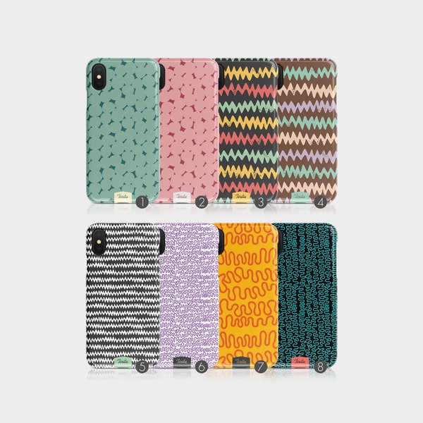 Tirita Hard Phone Case Chevron Zigzag Wavy Lines Polka Dot Spots for iPhone 15 14 13 12 11 Xs 5s 8 SE 6s Samsung Galaxy S20 S10