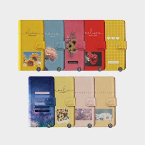 Funda de teléfono personalizada con iniciales personalizadas, estilo billetera con tapa, diseño floral, girasol, margarita y rosa, para iPhone 16, 15, 14, 13, 12, 11, SE, 8, 5, Samsung S23