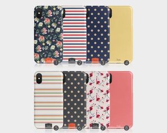 Tirita Hard Phone Case Shabby Chic English Roses Floral Stripes Dots for iPhone 14 13 12 11 Xs 5s 8 SE 6s Samsung Galaxy S20 S10