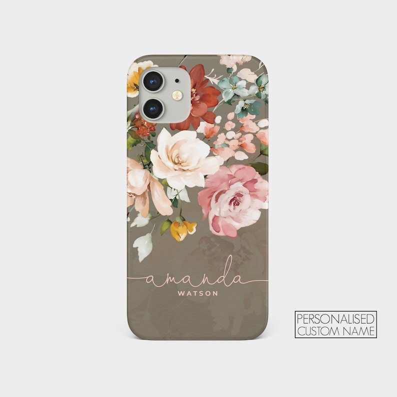 Coque personnalisée Tirita, coque personnalisée esthétique, monogramme fleurs vintage roses, nom pour iPhone 15 14 13 12 11 7 8 10 SE Samsung S20 S10 05