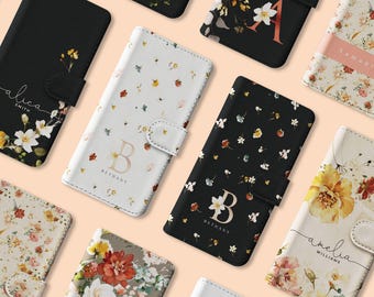Tirita Personalised Wallet Flip Case Custom Aesthetic Vintage Floral Roses Name for iPhone 17 16 16e 15 14 13 12 11 Samsung S23 S22 S21 S25