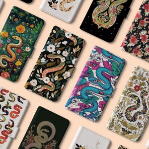 Plånboksfodral med ormmotiv | iPhone 16 Pro-fodral | iPhone 13 | iPhone 15 | iPhone 14 | iPhone 11 | iPhone 15 Pro | Samsung S23 S22 S21