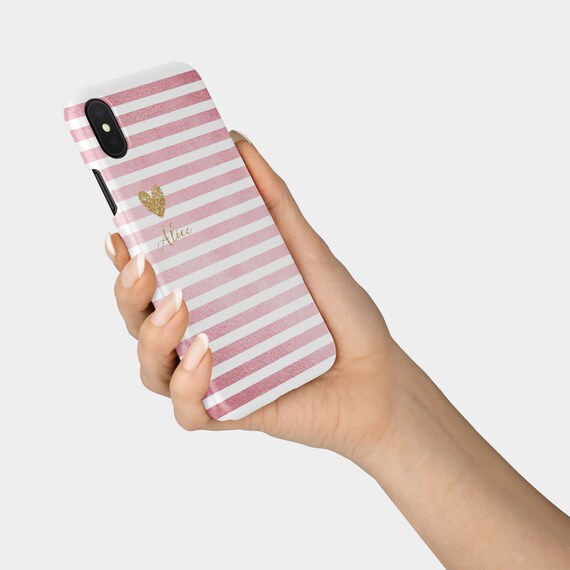 Custodia rigida personalizzata con iniziali in marmo, glitter argento, cuore, nome per iPhone 15, 14, 13, 12, 11, Xs, 5s, 8, SE, 6s, Samsung Galaxy S20, S10 - Italia
