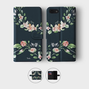 Portefeuille Tirita Étui pour téléphone à rabat Fleurs Roses estrades Espace Lune Étoiles Planètes Abeilles à pois pour iPhone 15 14 13 12 11 6 7 XR SE Samsung 04