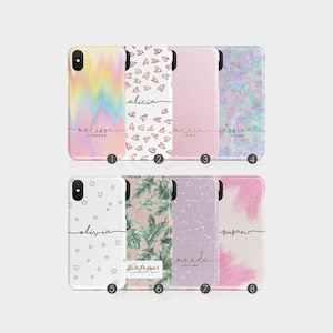 Personalised Initials Custom Hard Phone Case Space Summer Heatrs Ombre Rainbow Palms iPhone 12 11 5 5s SE 2020 6 6s 7&8+ X Xs Xr Samsung