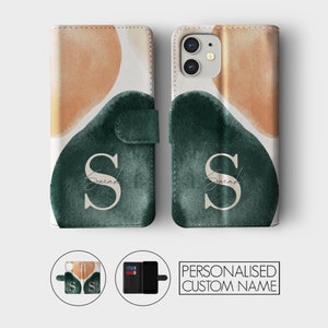 Tirita Personalised Wallet Flip Case Custom Aesthetic Earthy Tones Nature Minimalistic for iPhone 15 14 13 12 11 8 Xs SE 2022 Samsung Galaxy 05