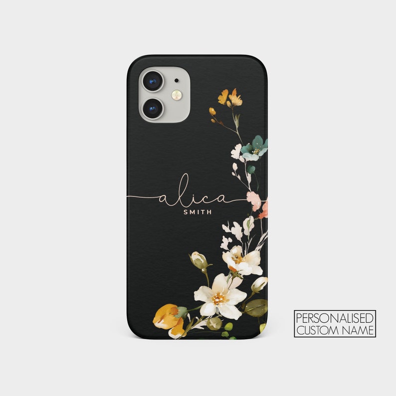 Coque personnalisée Tirita, coque personnalisée esthétique, monogramme fleurs vintage roses, nom pour iPhone 15 14 13 12 11 7 8 10 SE Samsung S20 S10 image 5