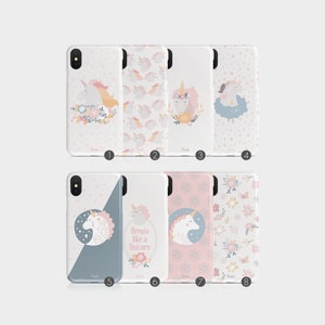 Tirita harde telefoonhoes eenhoorns bloemen bloemen magisch wezen voor iPhone 12 5 5s SE 6 6s 7 & 8 + X Xs 11 Samsung Motorola LG Huawei HTC