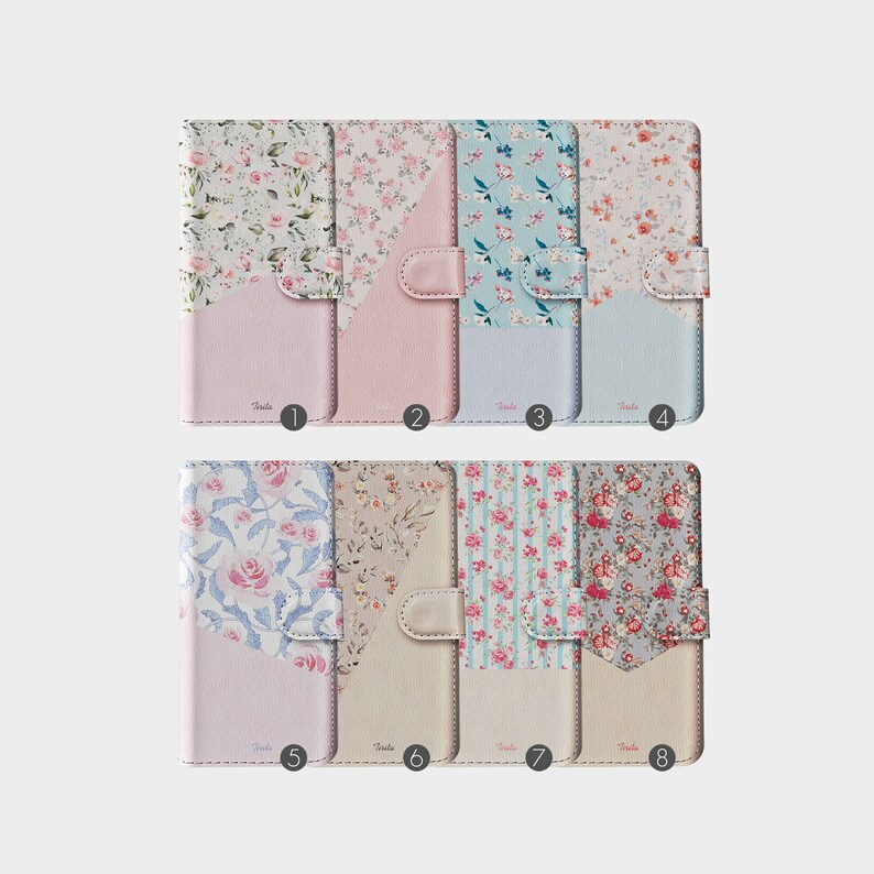 Tirita Wallet Leather Flip Phone Case Floral Shabby Chic English Roses Flowers Summer for iPhone SE 12 11 6 6s 7 8 Plus X Xr Xs Max Samsung 