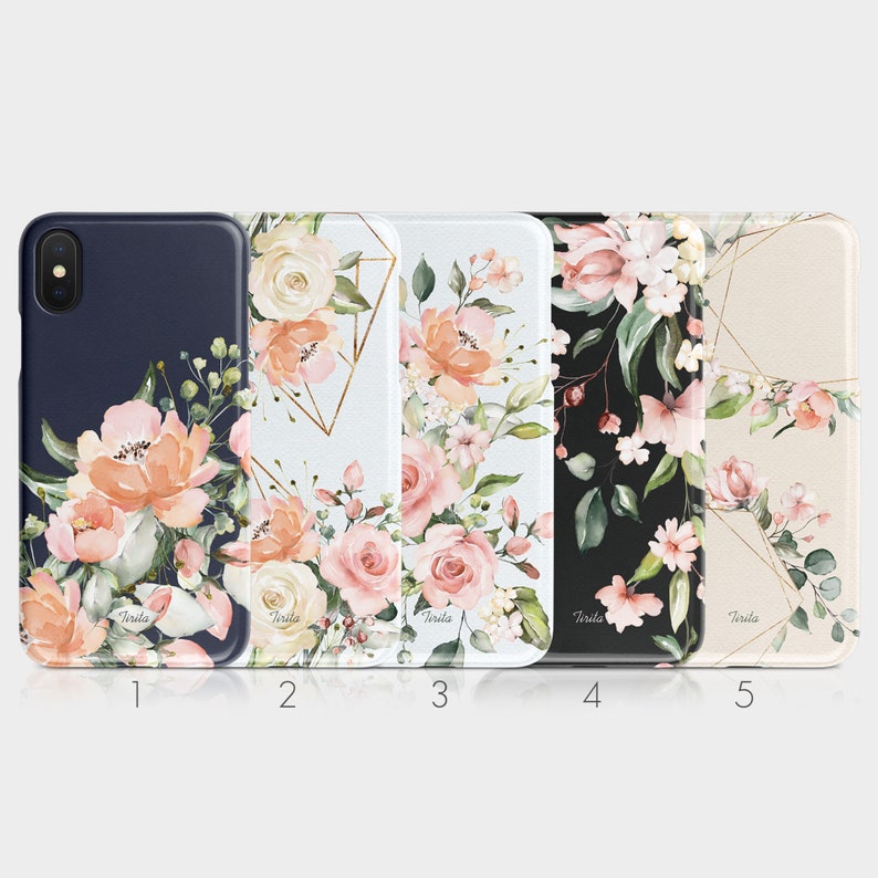 Étui rigide pour téléphone Tirita, fleurs roses anglaises vintage, fleurs de pivoine, minable mignon iPhone pour Samsung Galaxy S20 S10 15 14 13 12 5 5s SE 7 8 Xs image 1