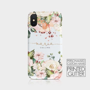 Personalised Initials Custom Hard Phone Case Floral English Roses Shabby Chic for iPhone 14 13 12 11 Xs 5s 8 SE 6s Samsung Galaxy S20 S10