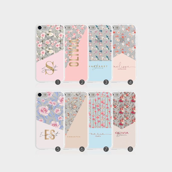 NO REAL GLITTER Pink Collection Vanilla Rose Gold Ombre Tirita Personalised Initials Custom Clear Soft Gel Phone Case Compatible with iPhone 6 /& 6s PRINTED GLITTER