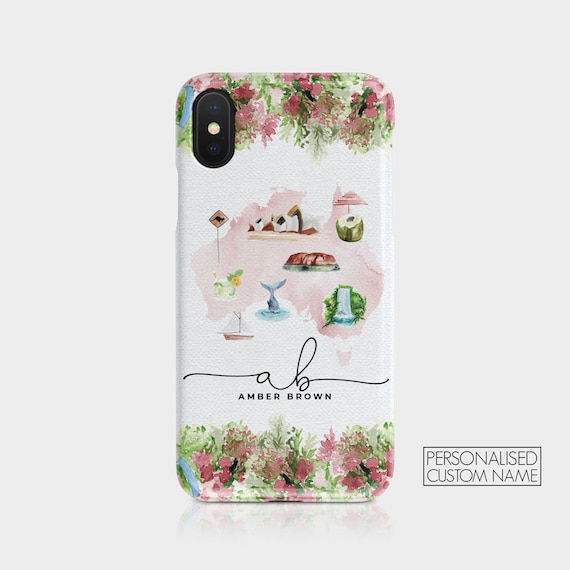 Personalised Initials Custom Hard Phone Case Watercolour Vintage